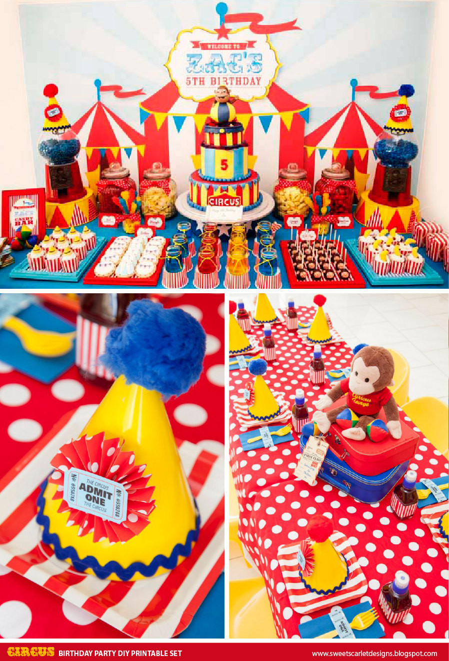 Circus Birthday Party
 CIRCUS Birthday Party Printable Set Cupcake Toppers Bottle