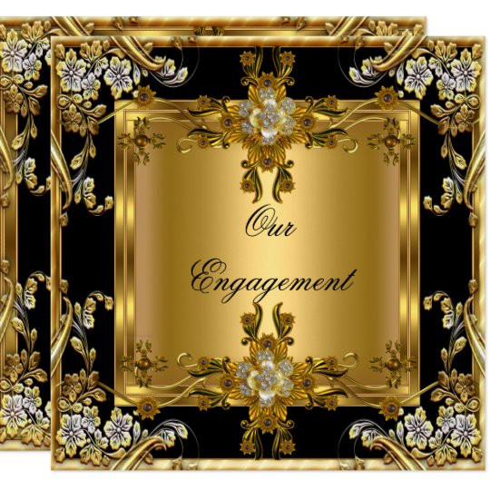 Classy Engagement Party Ideas
 Engagement Party Elegant Gold Floral Jewel Black