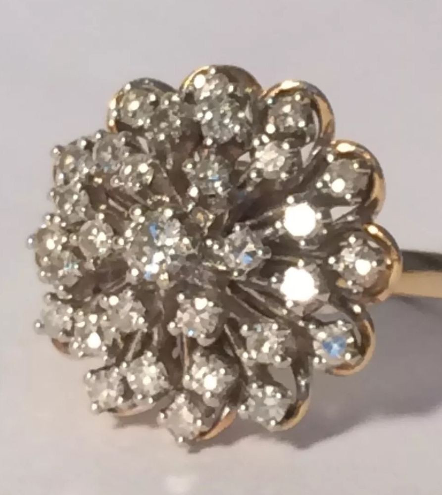 Cluster Diamond Rings
 14K Diamond Cluster Vintage Gold Ring wct 2 75 Size 8