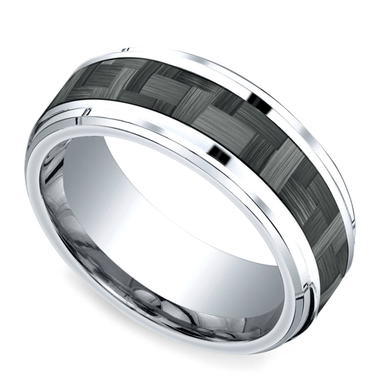 Cobalt Wedding Rings
 Beveled Carbon Fiber Men s Wedding Ring in Cobalt