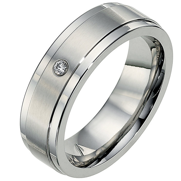 Cobalt Wedding Rings
 Cobalt 7mm diamond matt & polished wedding ring Ernest Jones