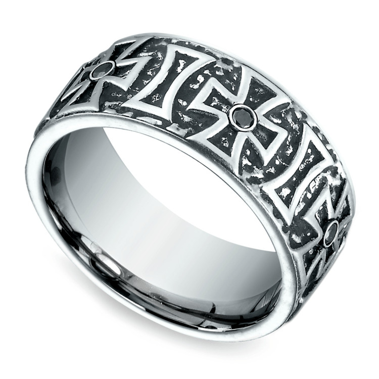 Cobalt Wedding Rings
 Cross Black Diamond Men s Wedding Ring in Cobalt 9mm