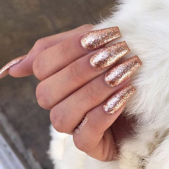 Coffin Nails With Glitter
 Coffin Nails Inspiration