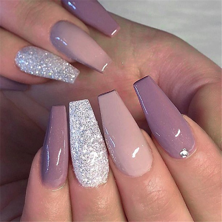 Coffin Nails With Glitter
 30 Elegant Purple Glitter Coffin Nails Inspirations Tips