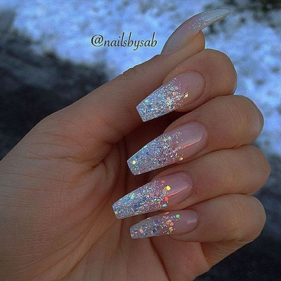 Coffin Nails With Glitter
 33 Killer Coffin Nail Designs