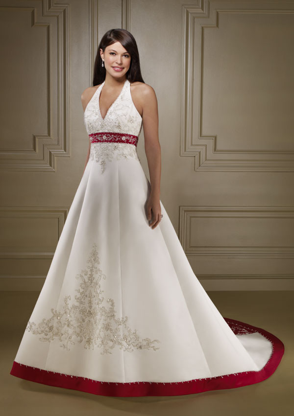 Colored Wedding Dress
 Formal Wedding Dresses Red Color Accent Wedding Dress