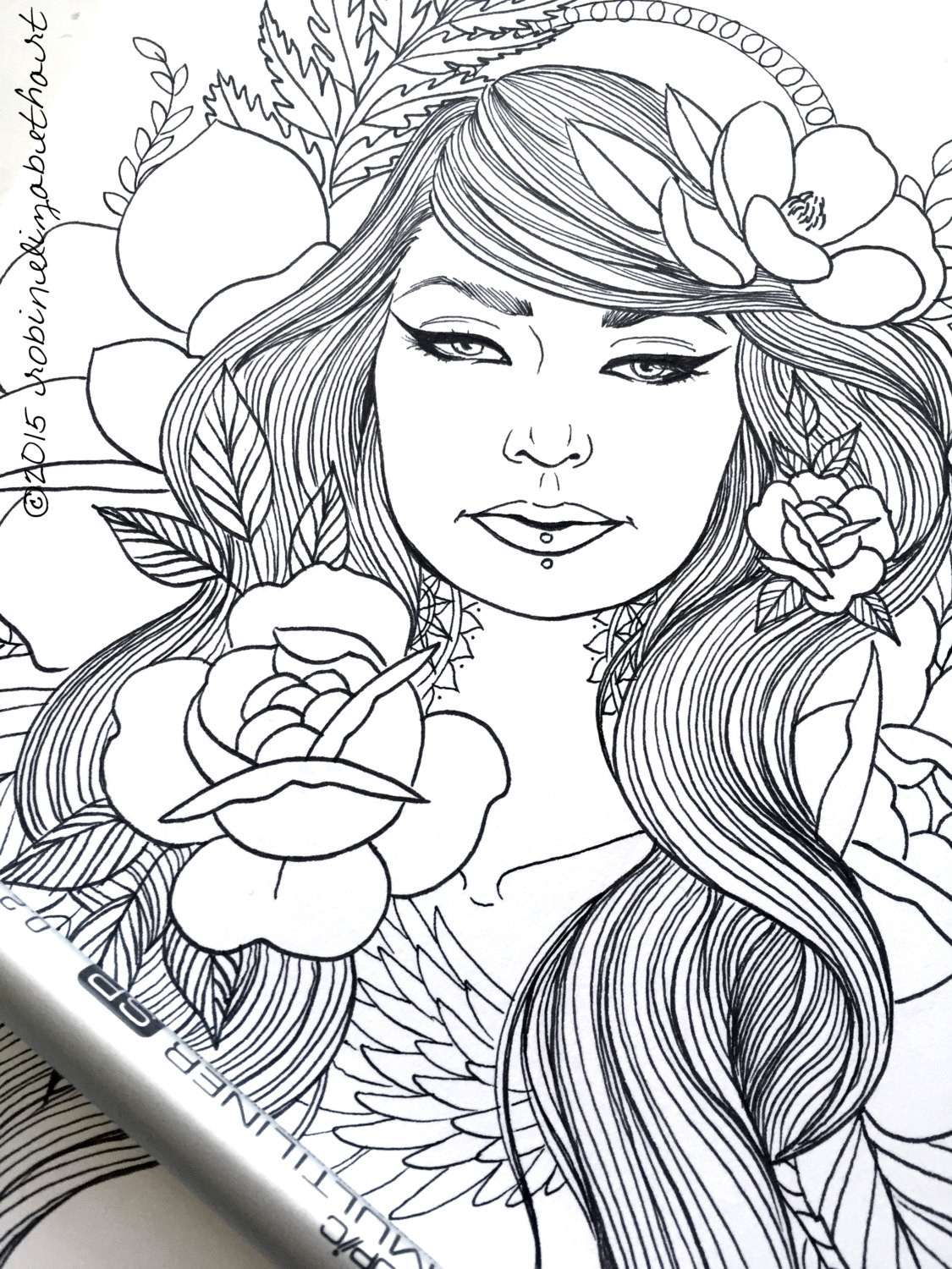 Coloring Book Pages For Girls
 Girls with Tattoos Pack Adult Coloring Pages Magnolias