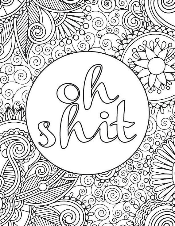 Coloring Books For Adults Funny
 Printable Adult Coloring Book Page OH SHIT