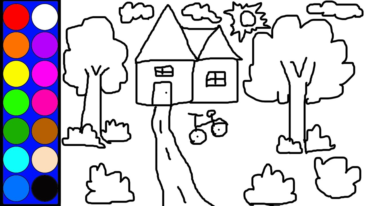 Coloring Game For Children
 Learn Colors Lovely House Coloring Page Learn DIY Drawing