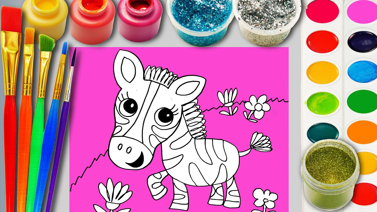 Coloring Ideas For Kids
 Zebra Coloring Page for Children to learn Colors Paint and