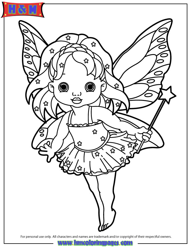 Coloring Pages For Girls Fairies
 Tooth Fairy Girl Holding Star Wand Coloring Page