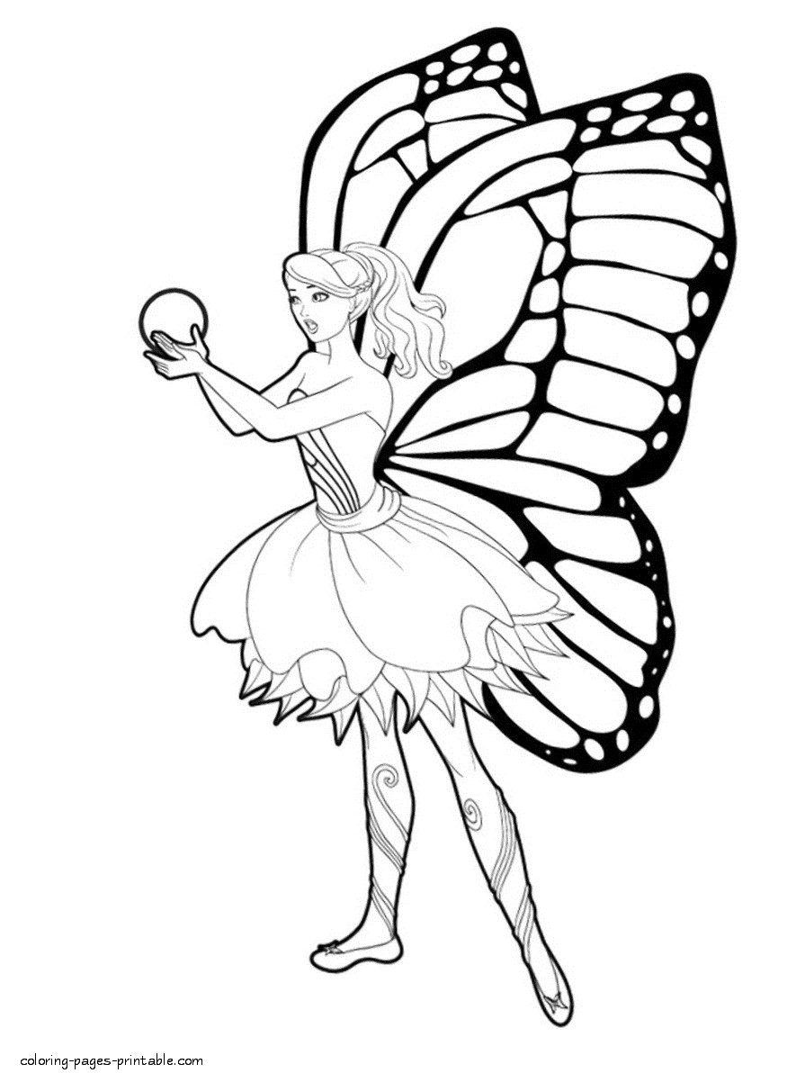 Coloring Pages For Girls Fairies
 Barbie Fairy Princess Coloring Pages