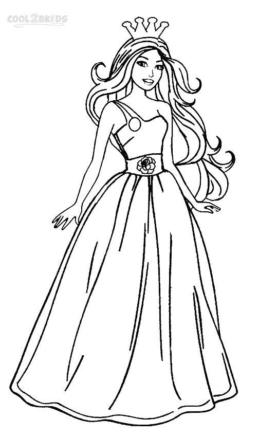 Coloring Pages For Girls Princess
 Printable Barbie Princess Coloring Pages For Kids