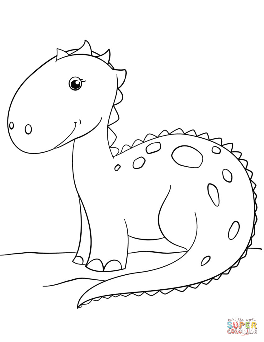 Coloring Pages For Kids Dinosaurs
 Cute Cartoon Dinosaur coloring page