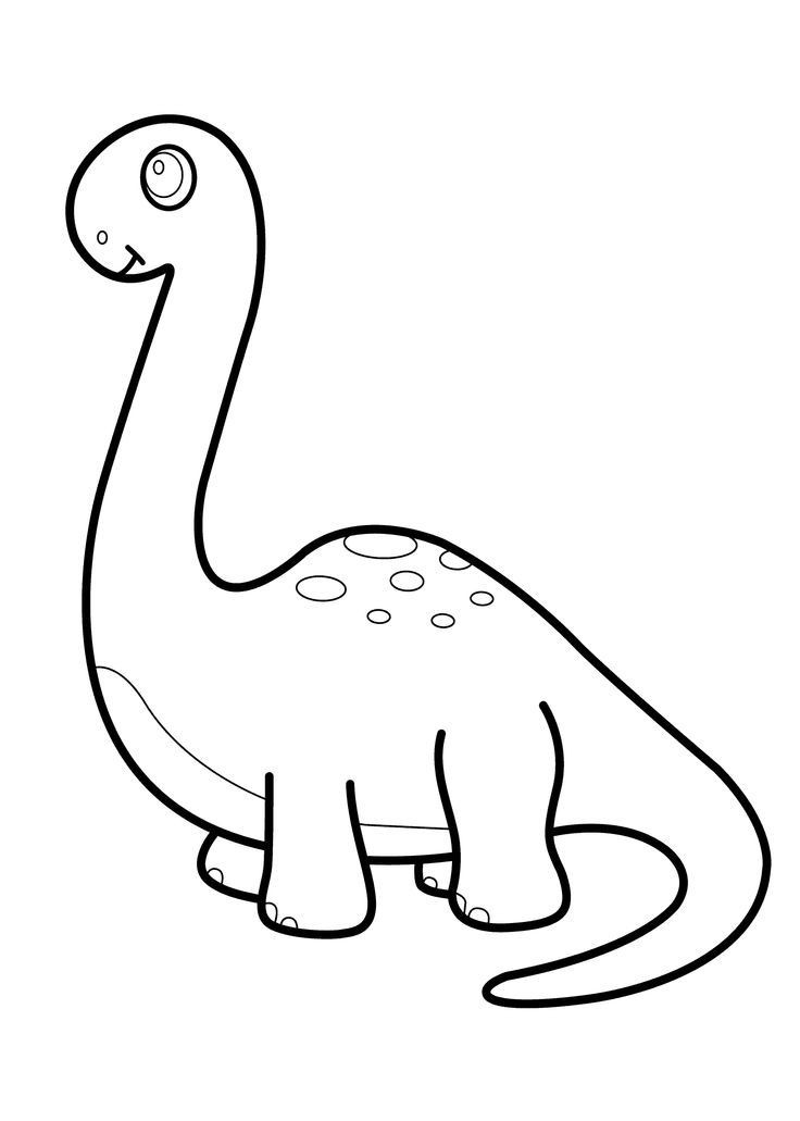 Coloring Pages For Kids Dinosaurs
 Little dinosaur brontosaurus cartoon coloring pages for