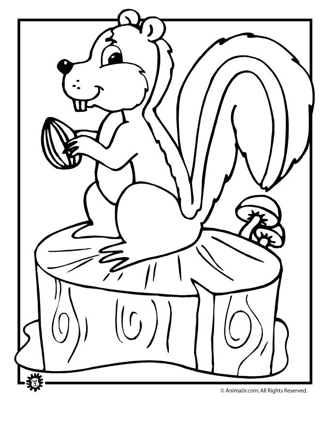Coloring Pages For Kids Fall
 Fall Coloring Page Squirrel with Acorn