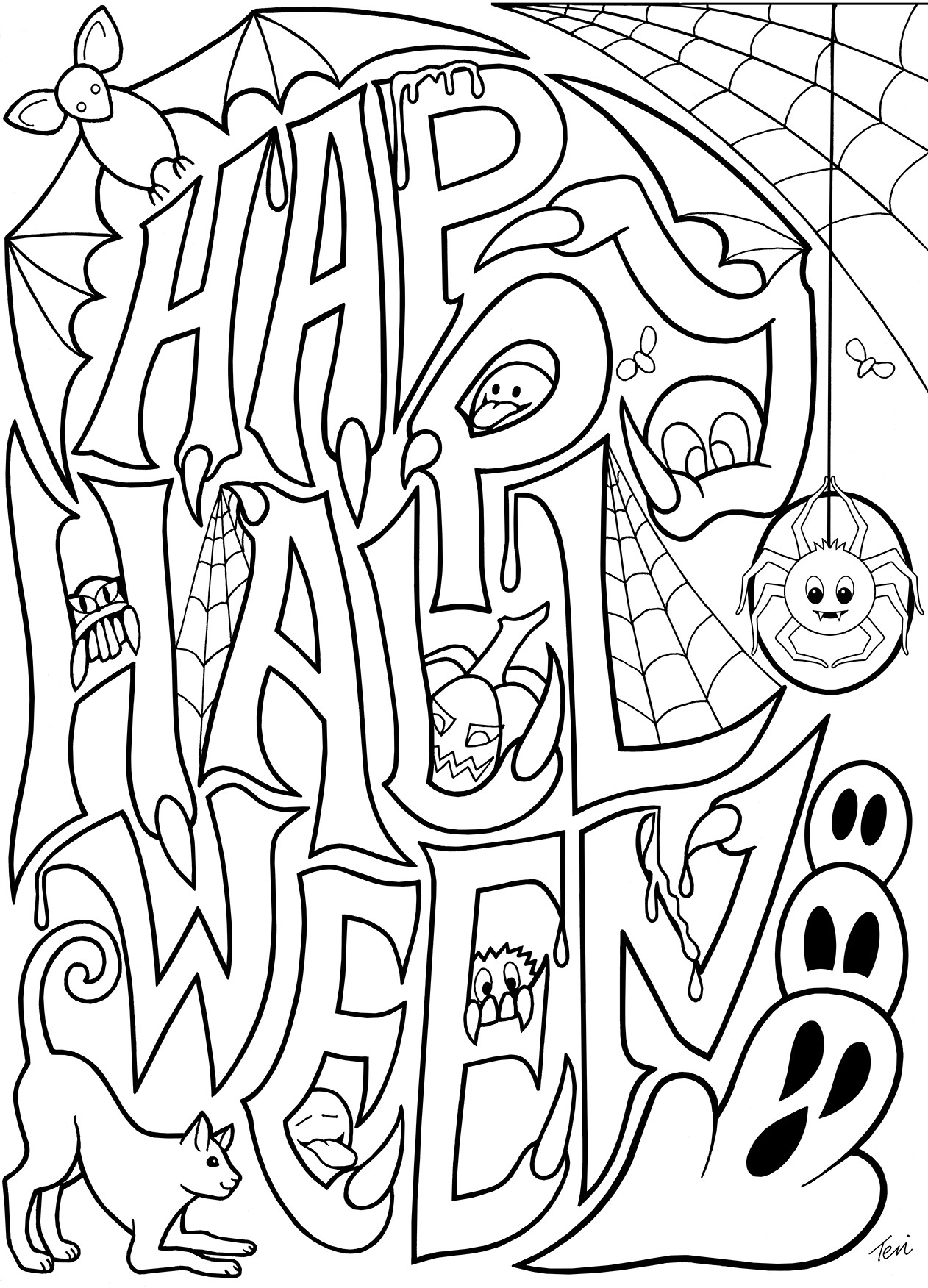 Coloring Pages For Kids Halloween
 Free Adult Coloring Book Pages Happy Halloween by Blue