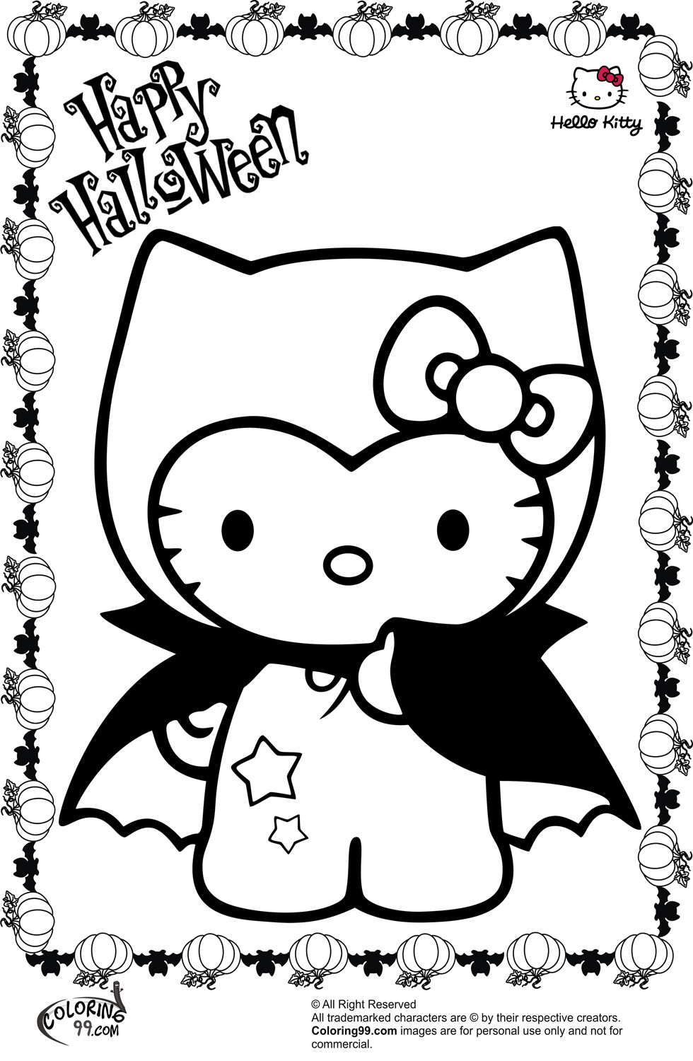 Coloring Pages For Kids Halloween
 Hello Kitty Halloween Coloring Pages