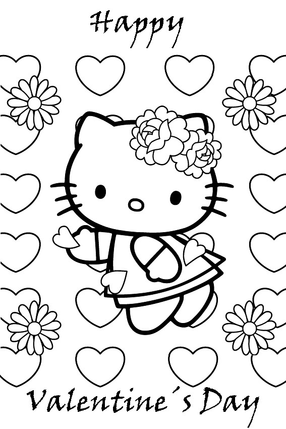 Coloring Pages For Kids Valentines Day
 Hello Kitty Valentines Coloring Pages