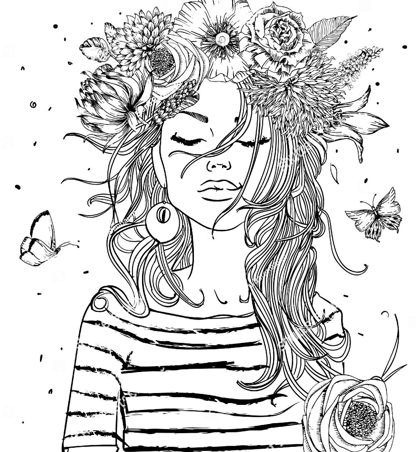 Coloring Pages Of Girls For Adults
 Pin de Gary Simmons en Coloring