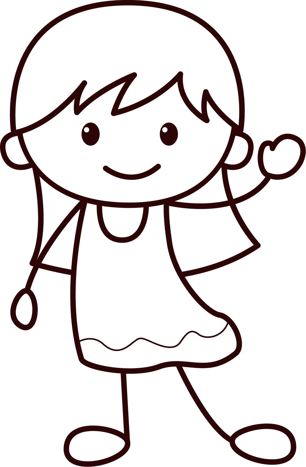 Coloring Pages Toddlers
 Happy Children Girl Coloring Page