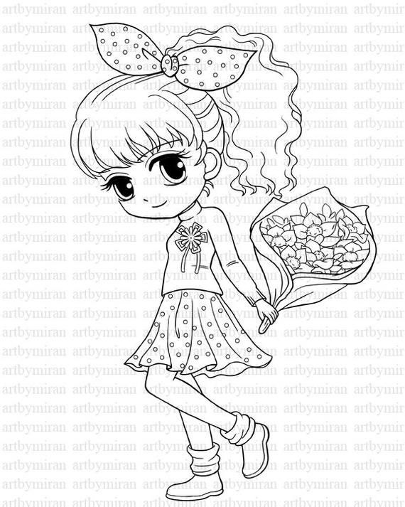 Coloring Sheets For Girls
 Digi Stamp Isabel s Bouquet Pretty Girl Coloring by artbymiran