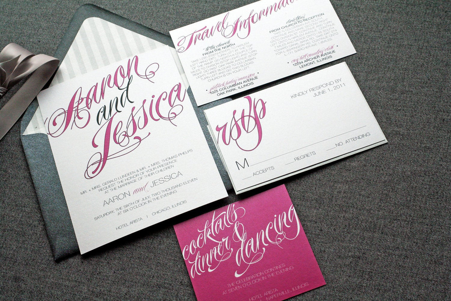 Contemporary Wedding Invitations
 Modern Wedding Invitation shown in Hot Pink by