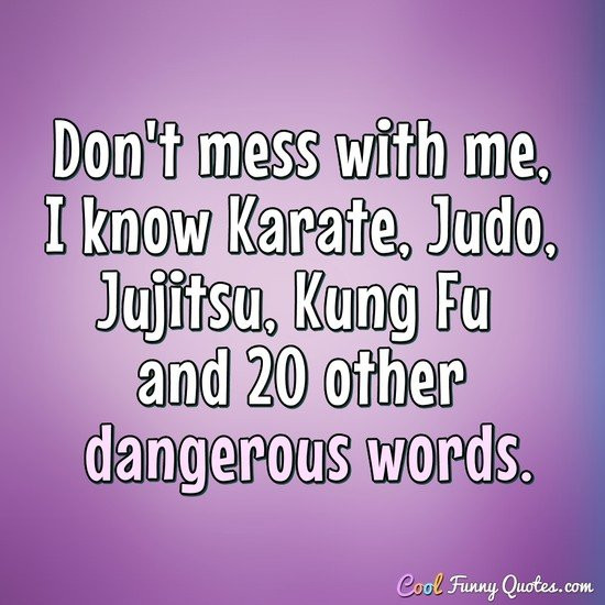 Cool Funny Quotes
 Don t mess with me I know Karate Judo Jujitsu Kung Fu