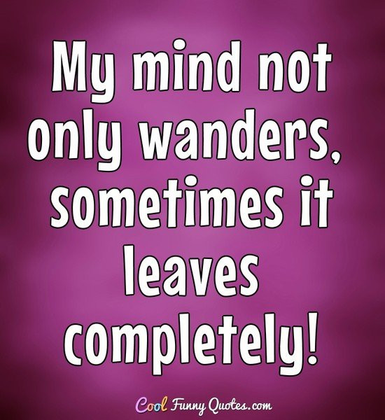 Cool Funny Quotes
 My mind not only wanders sometimes it leaves pletely