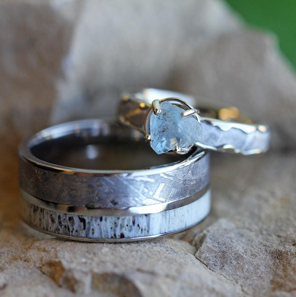 Coolest Wedding Rings
 Unique Wedding Ring Set Meteorite Engagement Ring and