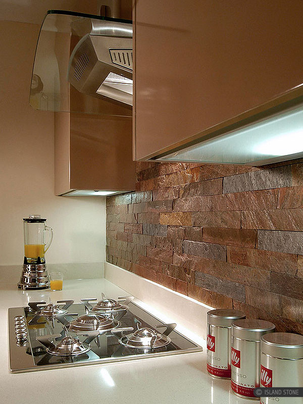 Copper Backsplash Kitchen
 Copper Slate Subway Backsplash Tile