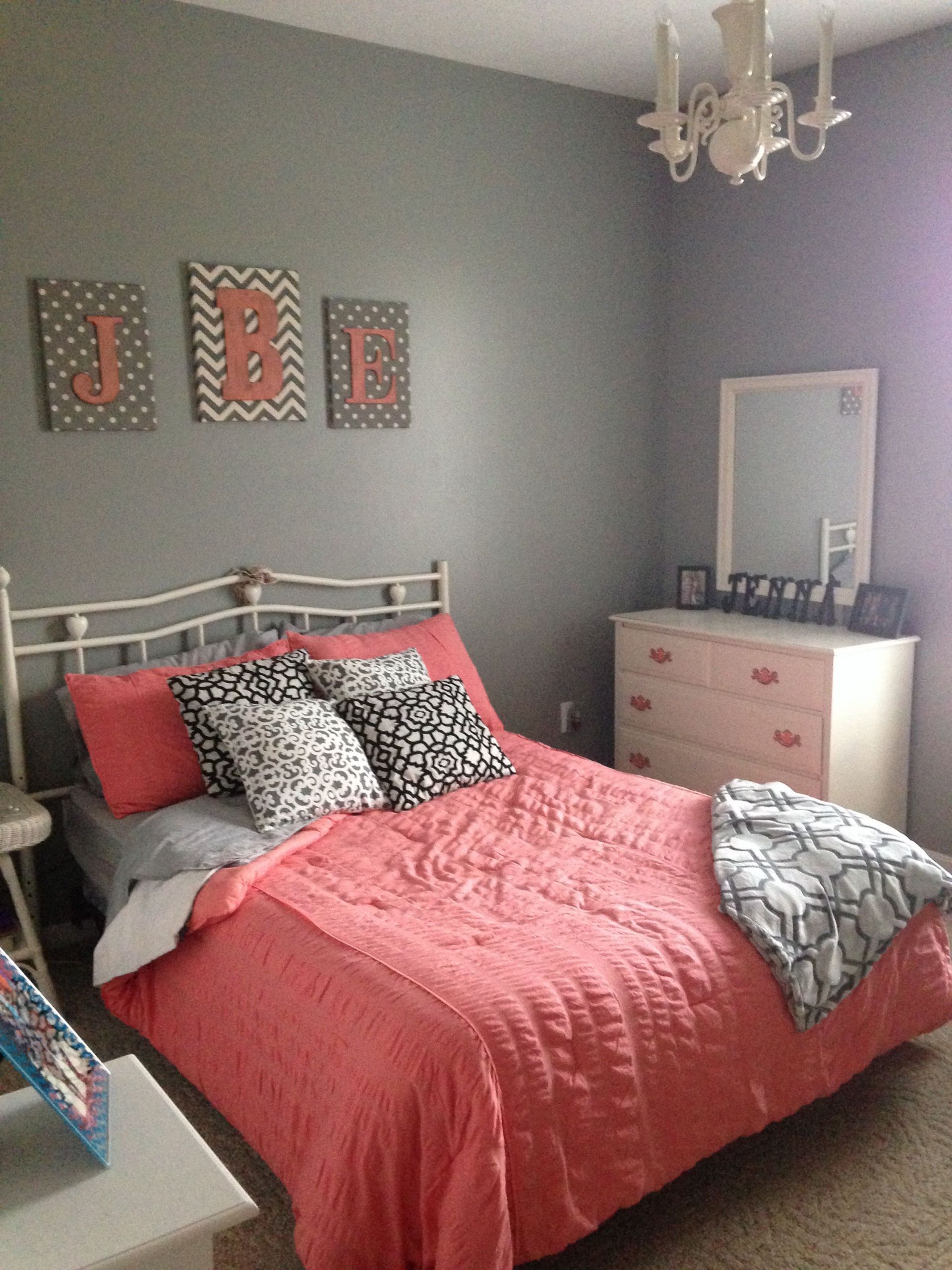 Coral Bedroom Color Schemes
 Gray and coral bedroom