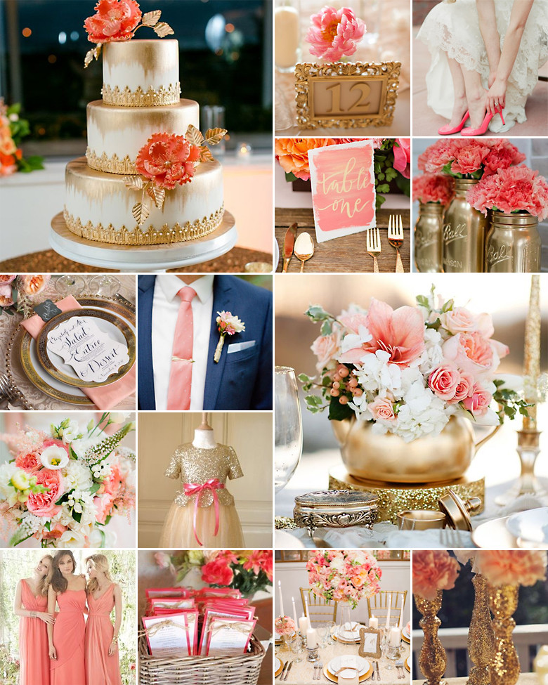 Coral Wedding Decor
 Coral and Gold Wedding Colours