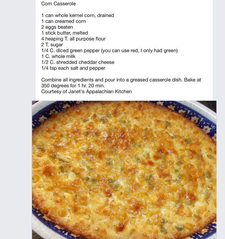 Corn Casserole Without Jiffy
 17 Best images about Casserole Dishes on Pinterest