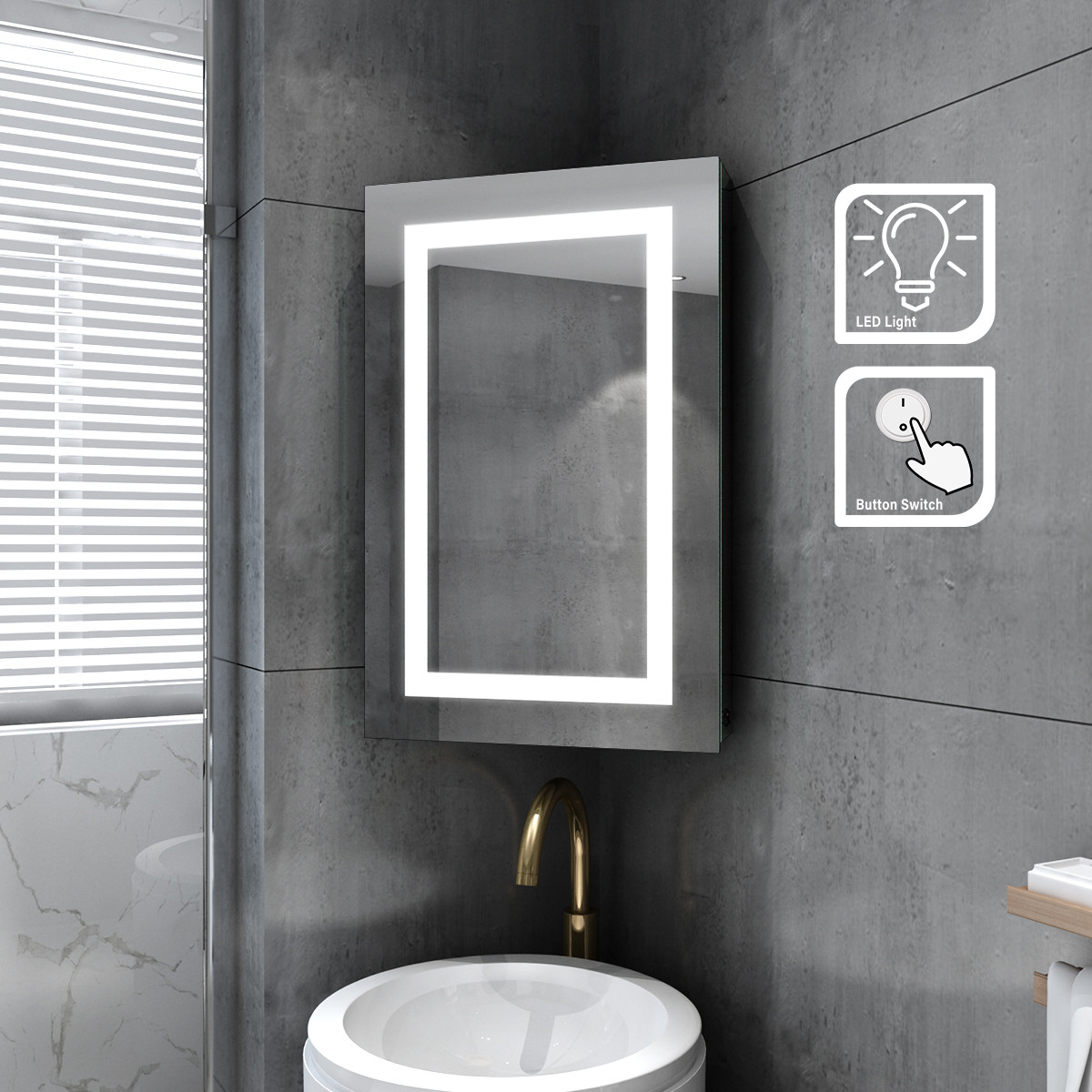 Corner Mirror Bathroom Cabinet
 Single Door Wall Corner Mirror Cabinet Stainless Steel