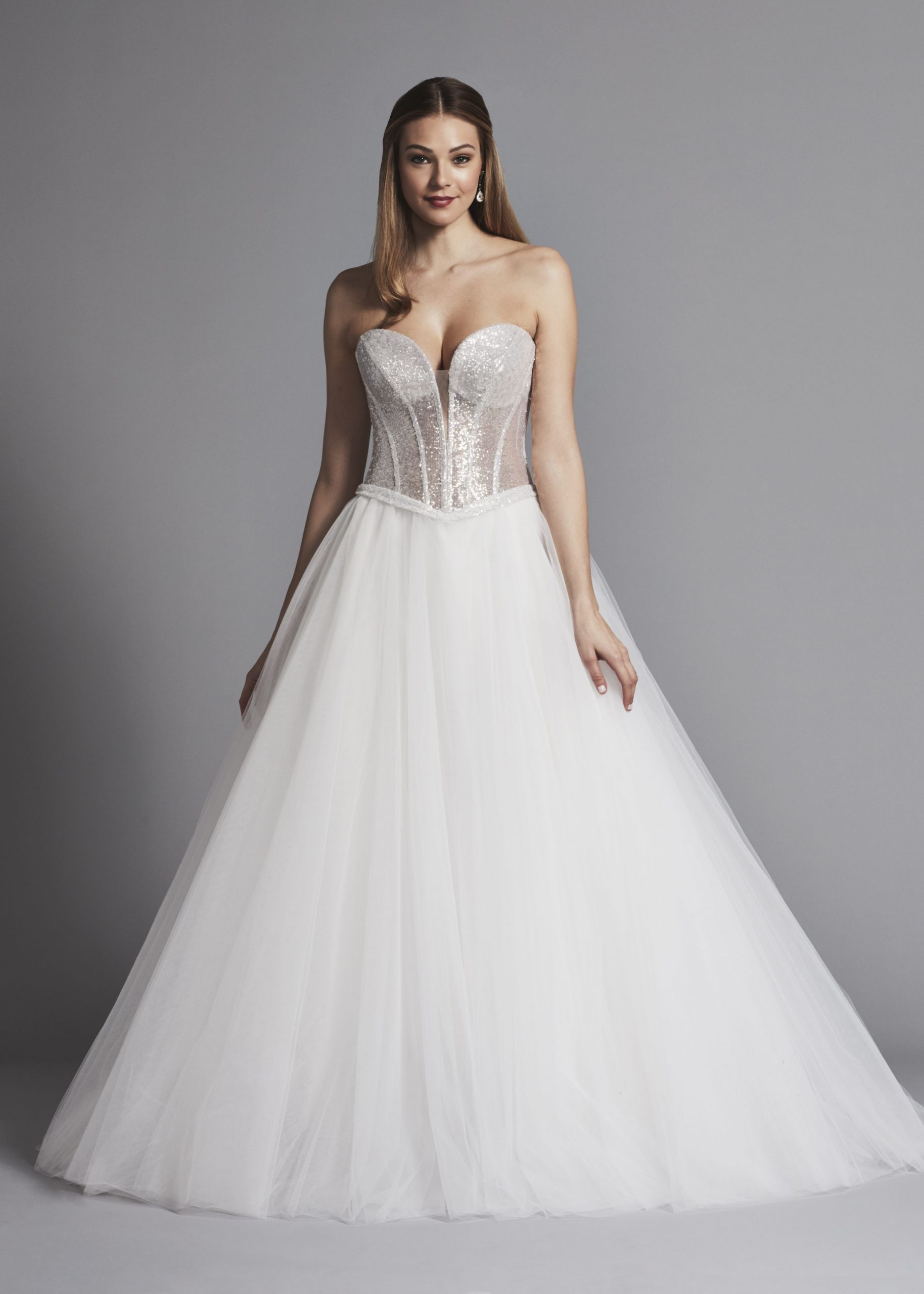 Corset Wedding Dresses
 Glitter Strapless Ball Gown Wedding Dress With Corset