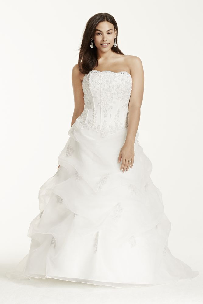 Corset Wedding Dresses
 David s Bridal Organza Corset Plus Size Wedding Dress with