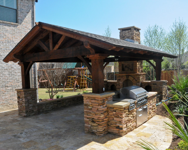 Covered Outdoor Kitchen Structures
 Overhead Structure Grilling Station Fireplace
