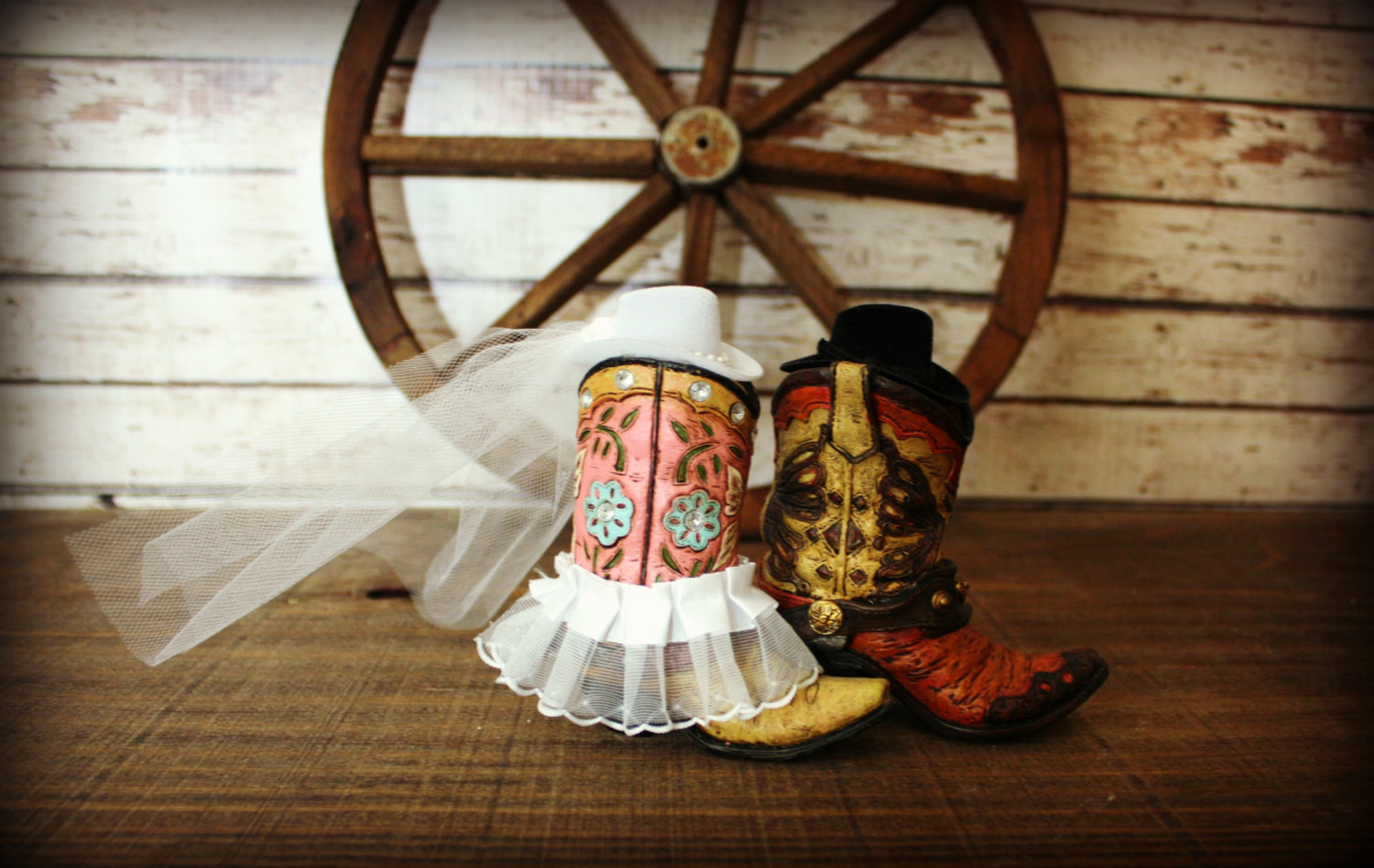 Cowboy Wedding Decorations
 Cowboy Boots Wedding Cake Topper Western by MorganTheCreator