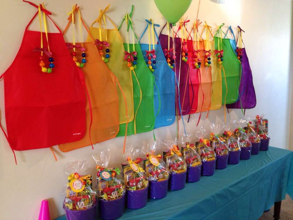 Craft Ideas For Girls Birthday Party
 Art Party buckets for favors are a good idea