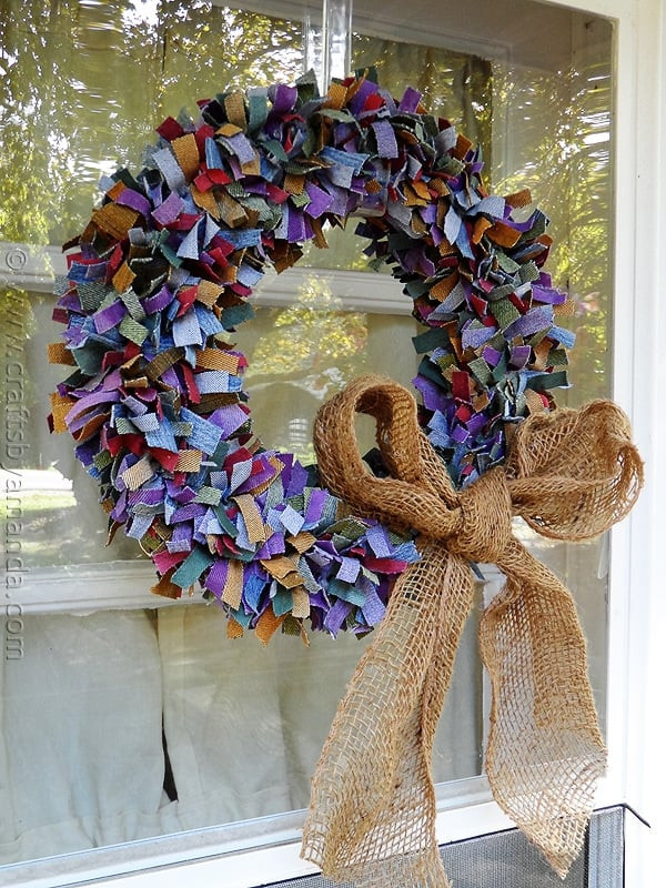 Crafts And Decorations
 Colored Denim Scrap Wreath Crafts by Amanda
