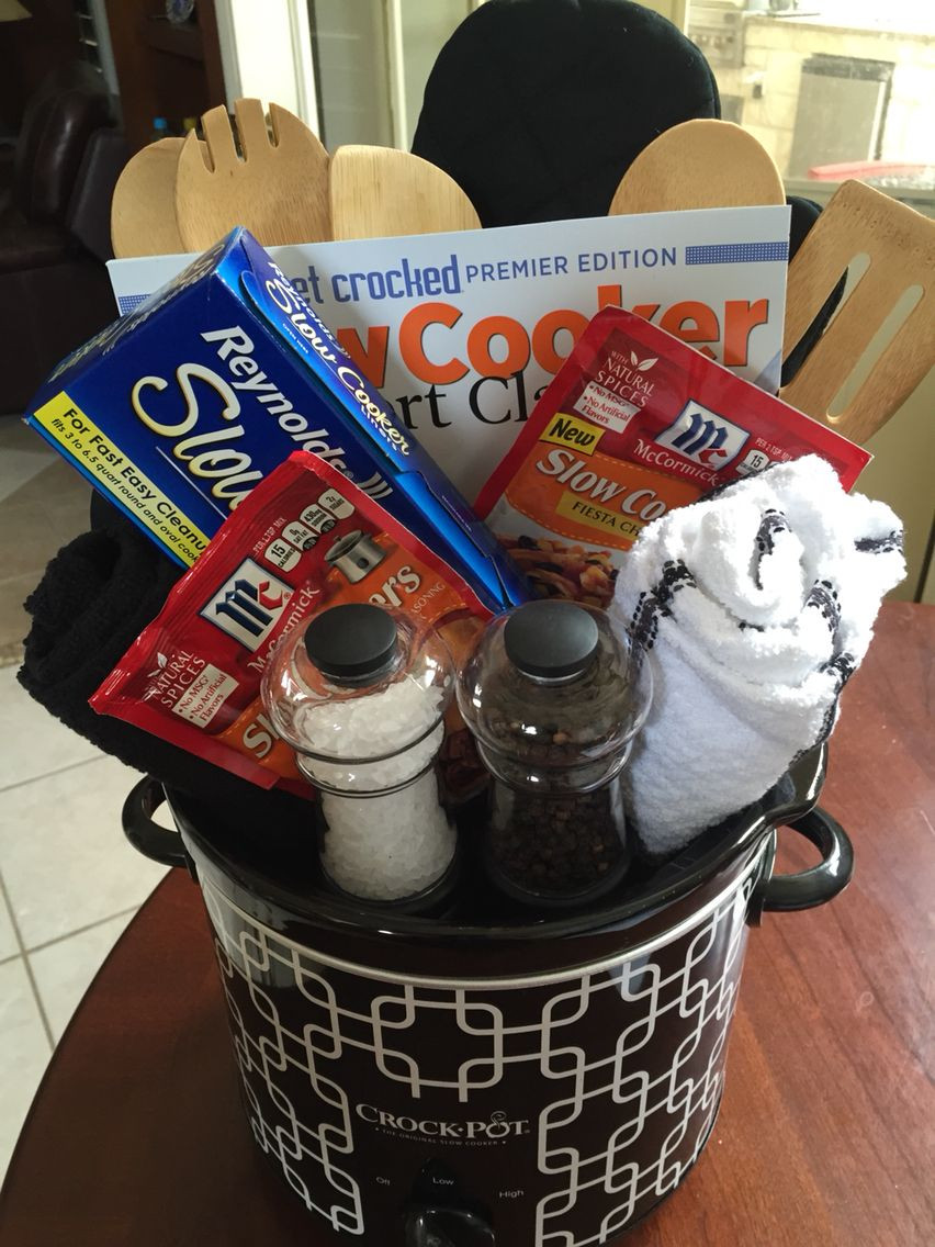 Crock Pot Gift Basket Ideas
 Dad needed a kitchen themed basket for an auction at his