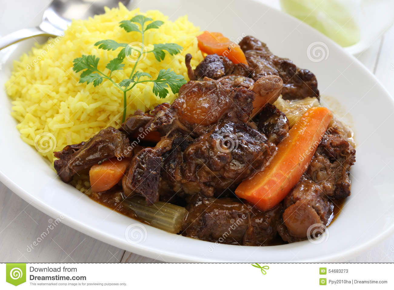 Cuban Oxtail Stew
 Cuban Oxtail Stew With Yellow Rice Stock Image Image of