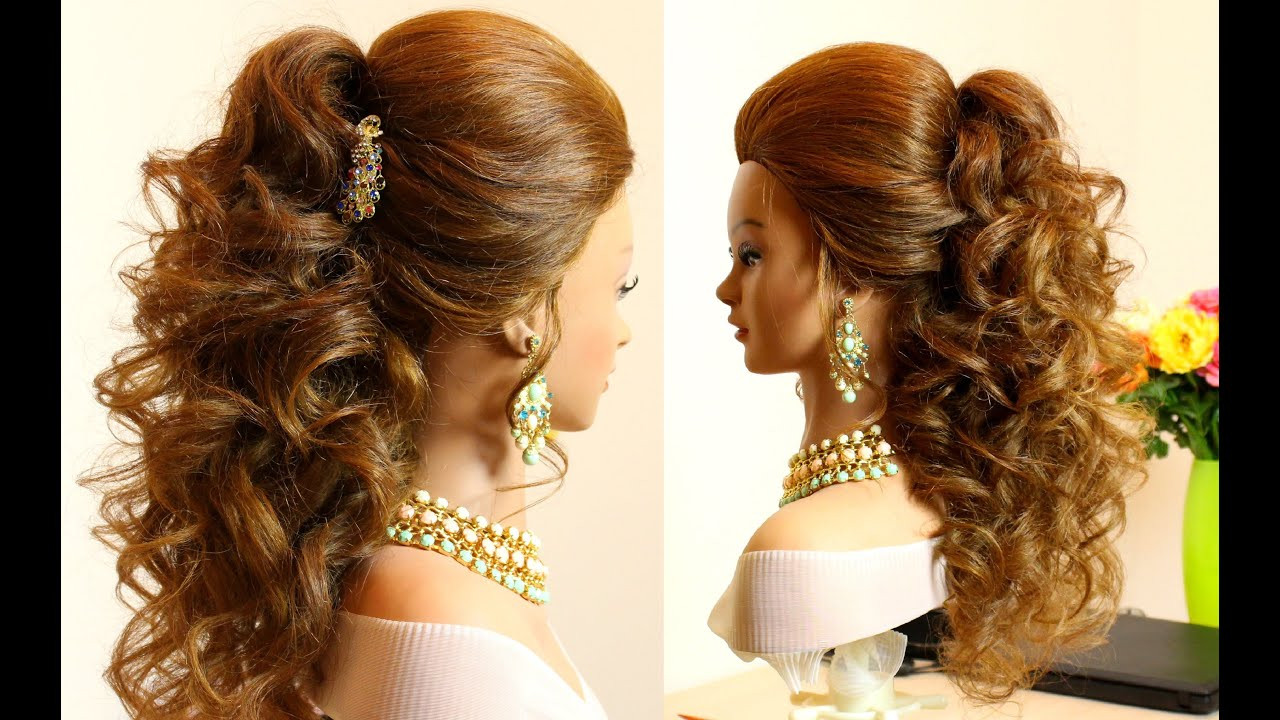 Curly Hairstyle For Wedding
 Curly bridal hairstyle for long hair tutorial