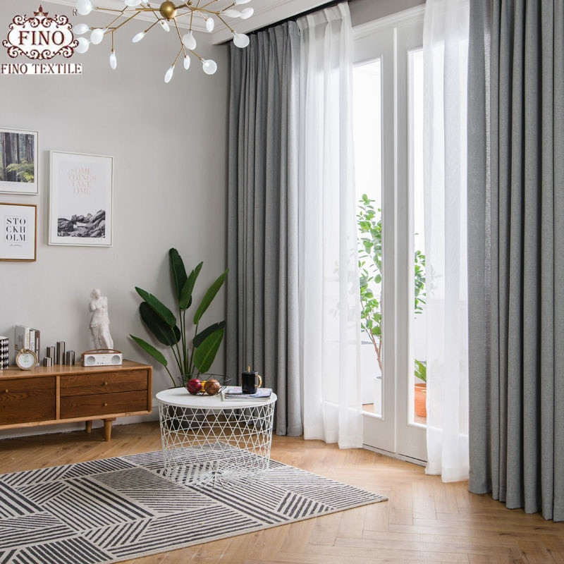 Curtain Images For Living Room
 FINO Nordic Gray Solid Curtain Fabrics For Living Room