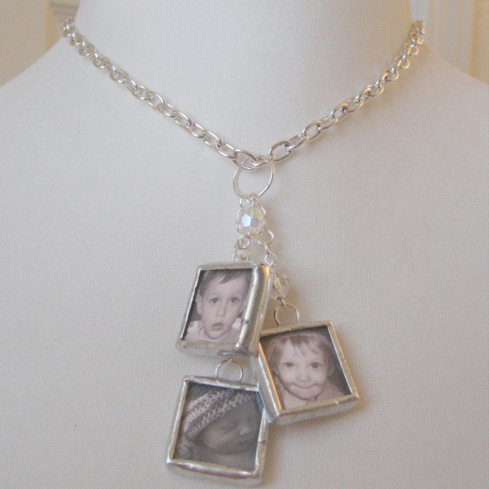 Custom Charm Bracelet
 Custom keepsake multi photo glass charm dangle necklace