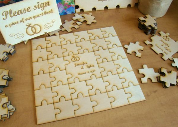 Custom Wooden Puzzles For Wedding Guest Book
 Custom Wooden Personalized Wedding Wood Puzzle Guest Book
