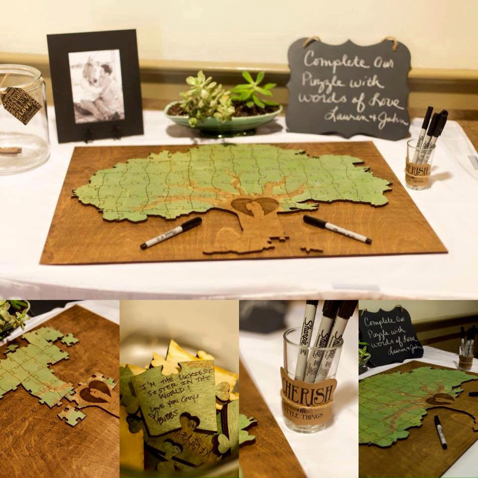 Custom Wooden Puzzles For Wedding Guest Book
 Custom Wooden Wedding Guest Book Puzzle Example Tree of