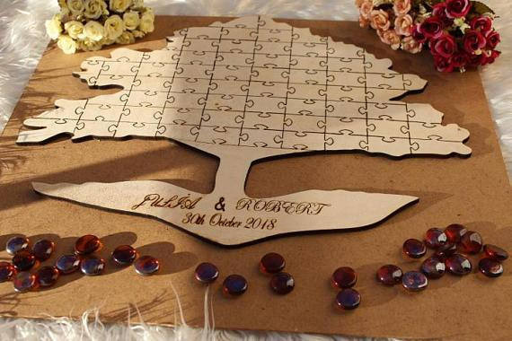 Custom Wooden Puzzles For Wedding Guest Book
 Wedding Guest Book wedding puzzle alternative guestbook 3D