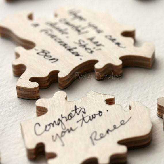 Custom Wooden Puzzles For Wedding Guest Book
 Custom 120 piece WOOD Puzzle Wedding Guest Book by